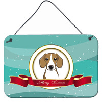"Caroline's Treasures Beagle Merry Christmas Wall or Door Hanging Prints BB1549DS812, 8HX12W"