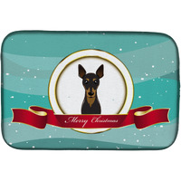 "Caroline's Treasures Min Pin Merry Christmas Dish Drying Mat, 14"" x 21"""