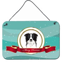 "Caroline's Treasures Border Collie Merry Christmas Wall or Door Hanging Prints BB1551DS812, 8HX12W, Multicolor"