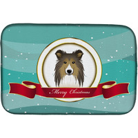 "Caroline's Treasures Sheltie Merry Christmas Dish Drying Mat, 14"" x 21"""