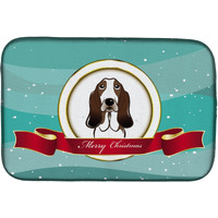"Caroline's Treasures Basset Hound Merry Christmas Dish Drying Mat, 14"" x 21"""