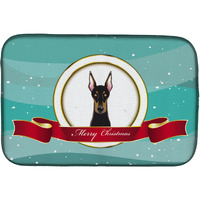 "Caroline's Treasures Doberman Merry Christmas Dish Drying Mat, 14"" x 21"""