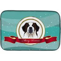 "Caroline's Treasures Saint Bernard Merry Christmas Dish Drying Mat, 14"" x 21"""
