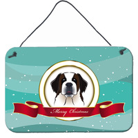 "Caroline's Treasures Saint Bernard Merry Christmas Wall or Door Hanging Prints BB1556DS812, 8HX12W"