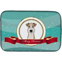 "Caroline's Treasures Wire Haired Fox Terrier Merry Christmas Dish Drying Mat, 14"" x 21"""