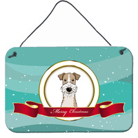 "Caroline's Treasures Wire Haired Fox Terrier Merry Christmas Wall or Door Hanging Prints BB1557DS812, 8HX12W"