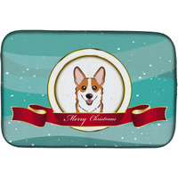 "Caroline's Treasures Red Corgi Merry Christmas Dish Drying Mat, 14"" x 21"""