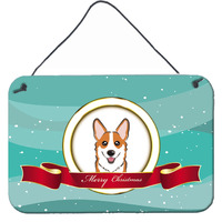 "Caroline's Treasures Red Corgi Merry Christmas Wall or Door Hanging Prints BB1564DS812, 8HX12W"