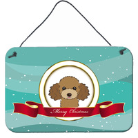 "Caroline's Treasures Chocolate Brown Poodle Merry Christmas Wall or Door Hanging Prints BB1566DS812, 8HX12W, Multicolor"