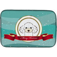 "Caroline's Treasures White Poodle Merry Christmas Dish Drying Mat, 14"" x 21"""