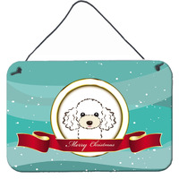 "Caroline's Treasures White Poodle Merry Christmas Wall or Door Hanging Prints BB1567DS812, 8"" H x 12"" W"