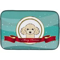 "Caroline's Treasures Buff Poodle Merry Christmas Dish Drying Mat, 14"" x 21"""