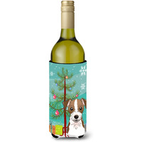 "Caroline's Treasures BB1574LITERK Christmas Tree and Jack Russell Terrier Wine Bottle Koozie Hugger, 750 ml, Multicolor"