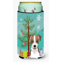 "Caroline's Treasures BB1574TBC Christmas Tree and Jack Russell Terrier Tall Boy Koozie Hugger, Multicolor"