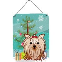 "Caroline's Treasures Christmas Tree and Yorkie Yorkshire Terrier Wall or Door Hanging Prints BB1576DS1216, 16HX12W, Multicolor"