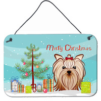 "Caroline's Treasures Christmas Tree and Yorkie Yorkishire Terrier Wall or Door Hanging Prints BB1576DS812, 8HX12W"