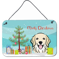 "Caroline's Treasures Christmas Tree and Golden Retriever Wall or Door Hanging Prints BB1577DS812, 8HX12W"