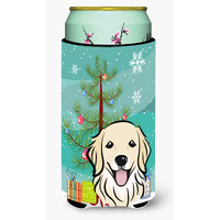 "Caroline's Treasures BB1577TBC Christmas Tree and Golden Retriever Tall Boy Koozie Hugger, Multicolor"