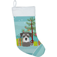 "Caroline's Treasures Tree and Schnauzer Christmas, Holiday Stocking, decoration, 11 x 18, Multicolor"