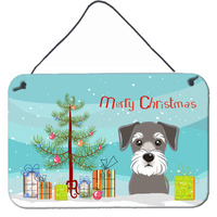 "Caroline's Treasures Christmas Tree and Schnauzer Wall or Door Hanging Prints BB1578DS812, 8HX12W"