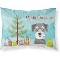 "Caroline's Treasures BB1578PILLOWCASE Christmas Tree And Schnauzer Fabric Standard Pillowcase, Large, Multicolor"