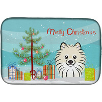 "Caroline's Treasures Christmas Tree And Pomeranian Dish Drying Mat, 14"" x 21"""