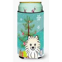 "Caroline's Treasures Christmas Tree and Pomeranian Tall Boy Koozie Hugger, Multicolor"