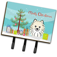 "Caroline's Treasures BB1579TH68 Christmas Tree and Pomeranian Leash or Key Holder, Large, Multicolor"