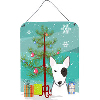 "Caroline's Treasures Christmas Tree and Bull Terrier Wall or Door Hanging Prints BB1581DS1216, 16HX12W, Multicolor"