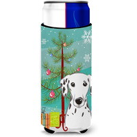 "Caroline's Treasures Christmas Tree and Dalmatian Michelob Ultra Koozies for Slim Cans, Multicolor"