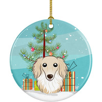 Caroline's Treasures Christmas Tree Longhair Creme Dachshund Ceramic Ornament