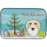 "Caroline's Treasures Christmas Tree and Longhair Crme Dachshund Dish Drying Mat, 14"" x 21"""