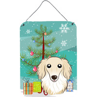 "Caroline's Treasures Christmas Tree and Longhair Creme Dachshund Wall or Door Hanging Prints BB1584DS1216, 16HX12W, Multicolor"