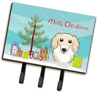 "Caroline's Treasures BB1584TH68 Christmas Tree and Longhair Crme Dachshund Leash or Key Holder, Large, Multicolor"