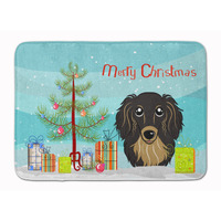 "Caroline's Treasures Christmas Tree Longhair Black Dachshund Floor Mat, 19"" x 27"", Multicolor"