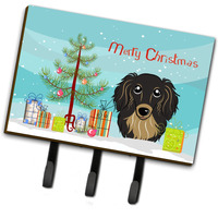 "Caroline's Treasures BB1585TH68 Christmas Tree and Longhair black and Tan Dachshund Leash or Key Holder, Large, Multicolor"