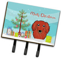 "Caroline's Treasures BB1586TH68 Christmas Tree and Longhair Red Dachshund Leash or Key Holder, Large, Multicolor"