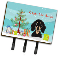 "Caroline's Treasures BB1587TH68 Christmas Tree and Smooth black and Tan Dachshund Leash or Key Holder, Large, Multicolor"
