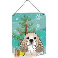 "Caroline's Treasures Christmas Tree and Cocker Spaniel Wall or Door Hanging Prints BB1588DS1216, 16HX12W, Multicolor"