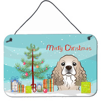 "Caroline's Treasures Christmas Tree and Cocker Spaniel Wall or Door Hanging Prints BB1588DS812, 8HX12W, Multicolor"