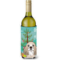 "Caroline's Treasures Christmas Tree and Cocker Spaniel Wine Bottle Koozie Hugger, 750 ml, Multicolor"