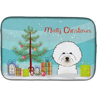 "Caroline's Treasures Christmas Tree And Bichon Frise Dish Drying Mat, 14"" x 21"""