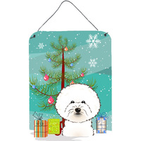 "Caroline's Treasures Christmas Tree and Bichon Frise Wall or Door Hanging Prints BB1589DS1216, 16HX12W, Multicolor"
