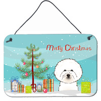 "Caroline's Treasures Christmas Tree and Bichon Frise Wall or Door Hanging Prints BB1589DS812, 8HX12W"