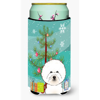 "Caroline's Treasures Christmas Tree and Bichon Frise Tall Boy Koozie Hugger, Multicolor"
