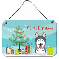 "Caroline's Treasures Christmas Tree and Alaskan Malamute Wall or Door Hanging Prints BB1590DS812, 8HX12W"