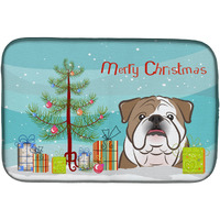 "Caroline's Treasures Christmas Tree And English Bulldog Dish Drying Mat, 14"" x 21"""
