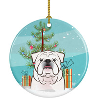 "Caroline's Treasures Christmas Tree and White English Bulldog Ceramic Ornament, Multicolor"