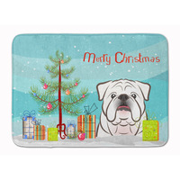 "Caroline's Treasures Christmas Tree White English Bulldog Floor Mat, 19"" x 27"", Multicolor"