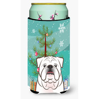 "Caroline's Treasures Christmas Tree and White English Bulldog Tall Boy Koozie Hugger, Multicolor"